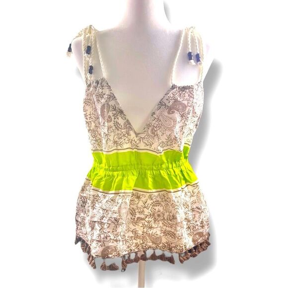 NWOT VENUS Camisole with Lime and Brown Accents Size 10 - Picture 1 of 10